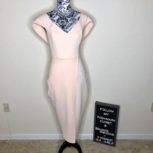 Blush Colored Off the Shoulder Wrap Dress